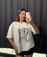 Star Oversize Beyaz Tişört