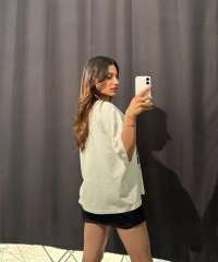 Star Oversize Beyaz Tişört