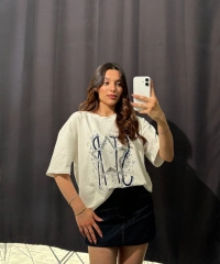Star Oversize Beyaz Tişört