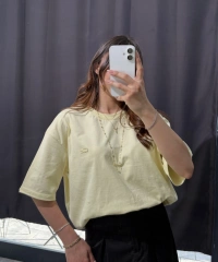 Sarı Oversize Düz Tişört