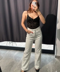Ekstra Yüksel Bel Premium Jean Beyaz