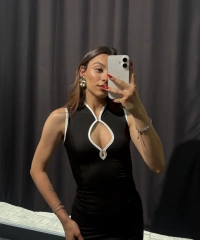 Cut Out Kısa Elbise Siyah