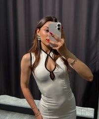 Cut Out Kısa Elbise Beyaz