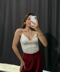V Yaka İp Askılı Bodysuit Beyaz