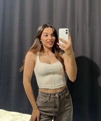 Kalın Askılı Bej Crop