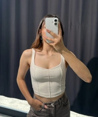 Kalın Askılı Bej Crop