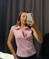 Polo Yaka Fermuarlı Pembe Body