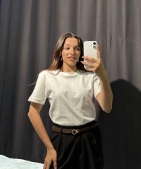 Bisiklet Yaka Basic Tişört Beyaz