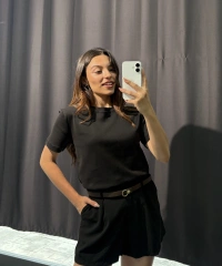 Bisiklet Yaka Basic Tişört Siyah