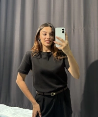 Bisiklet Yaka Basic Tişört Siyah