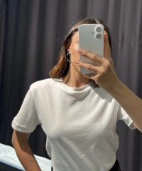 Bisiklet Yaka Basic Tişört Beyaz