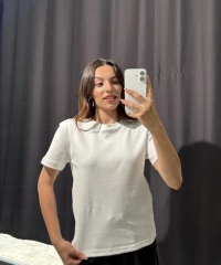 Bisiklet Yaka Basic Tişört Beyaz
