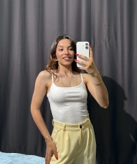 Taşlı İp Askılı Bodysuit Beyaz