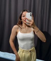 Taşlı İp Askılı Bodysuit Beyaz