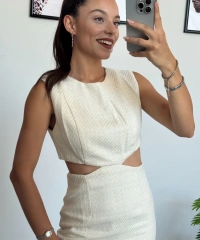 CutOut Krem Elbise