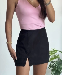Fiyonk Detay Siyah Şort Etek