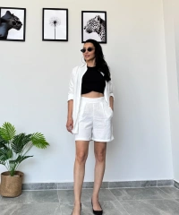 Beyaz Gömlek Şort Takım