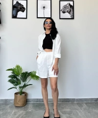 Beyaz Gömlek Şort Takım