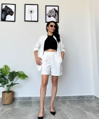 Beyaz Gömlek Şort Takım