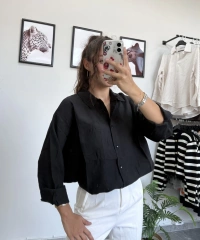 Modal Kumaş Siyah Gömlek