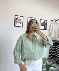 Modal Kumaş Su Yeşili Gömlek