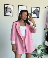 Oversize Pembe Blazer Ceket