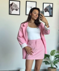 Oversize Pembe Blazer Ceket