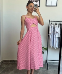 Pembe Pötikareli Elbise