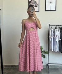 Pembe Pötikareli Elbise