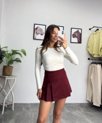 Pens Detay Bordo Şort Etek