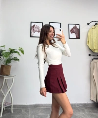 Pens Detay Bordo Şort Etek