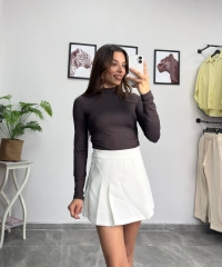 Pens Detay Beyaz Şort Etek