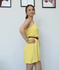 Sarı Tek Omuz Askılı Elbise