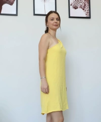 Sarı Tek Omuz Askılı Elbise