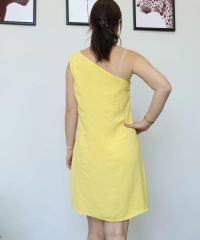 Sarı Tek Omuz Askılı Elbise