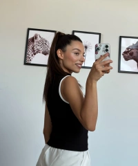 Siyah Beyaz Fermuarlı Yelek