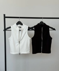 Siyah Fermuarlı Crop