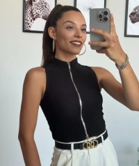 Siyah Fermuarlı Crop