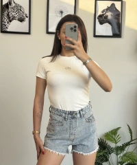 Taşlı Kot Şort