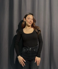 U Yaka Fitilli Siyah Body