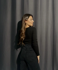 U Yaka Fitilli Siyah Body