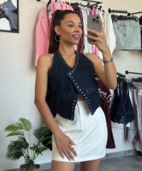 Zımba Detay Kot Yelek