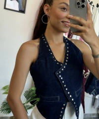 Zımba Detay Kot Yelek