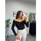 Omuz Dekolte Siyah Body