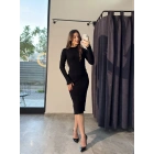 Kalın Bürümcük Siyah Uzun Elbise