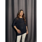 Metalik Dokulu Lacivert Salaş Bluz