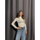 Boğazlı Transparan Beyaz Kaşmir Body