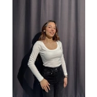 U Yaka Fitilli Beyaz Body