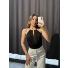 Gold Aksesuar Detay Siyah Bodysuit