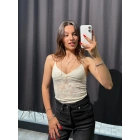 İp Askılı Ekru Dantel Bodysuit
